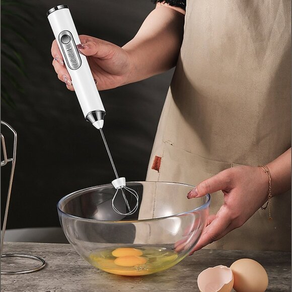 USB Rechargeable Handheld Electric Coffee Milk Frother Whisk Mixer Egg Beater US - Picture 1 of 7